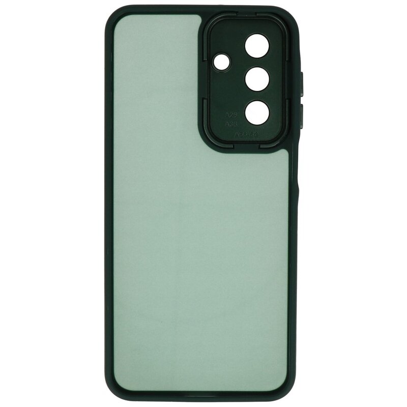 Custodia trasparente opaca con protezione per la fotocamera per Samsung Galaxy A57, colore verde scuro.