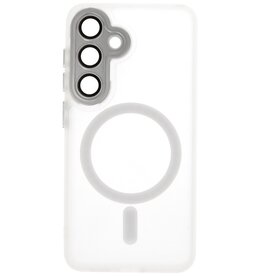 Custodia opaca trasparente con protezione per fotocamera MagSafe per Samsung Galaxy S26, colore bianco