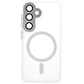 Coque MagSafe transparente mate avec protection pour appareil photo pour Samsung Galaxy S26 (blanche)