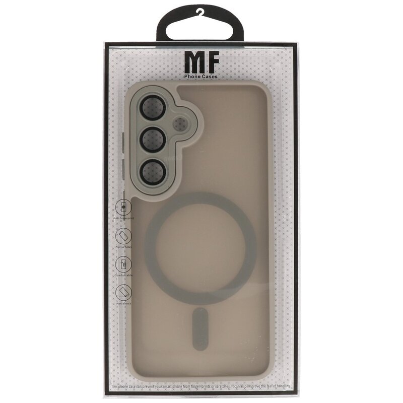 Funda MagSafe transparente mate con protector de cámara para Samsung Galaxy S26 (gris)