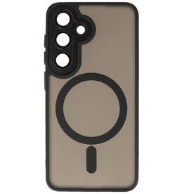Coque MagSafe transparente mate avec protection pour appareil photo pour Samsung Galaxy S26 Plus, noire