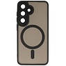 Coque MagSafe transparente mate avec protection pour appareil photo pour Samsung Galaxy S26 Plus, noire
