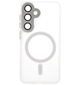 Coque MagSafe transparente mate avec protection pour appareil photo pour Samsung Galaxy S26 Plus blanche