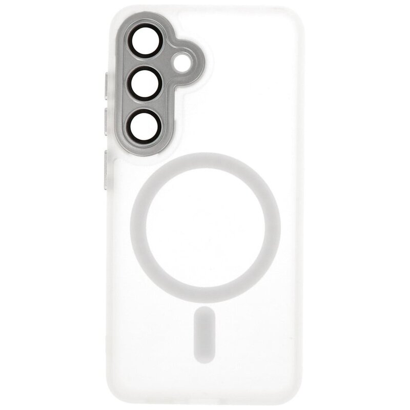 Coque MagSafe transparente mate avec protection pour appareil photo pour Samsung Galaxy S26 Plus blanche