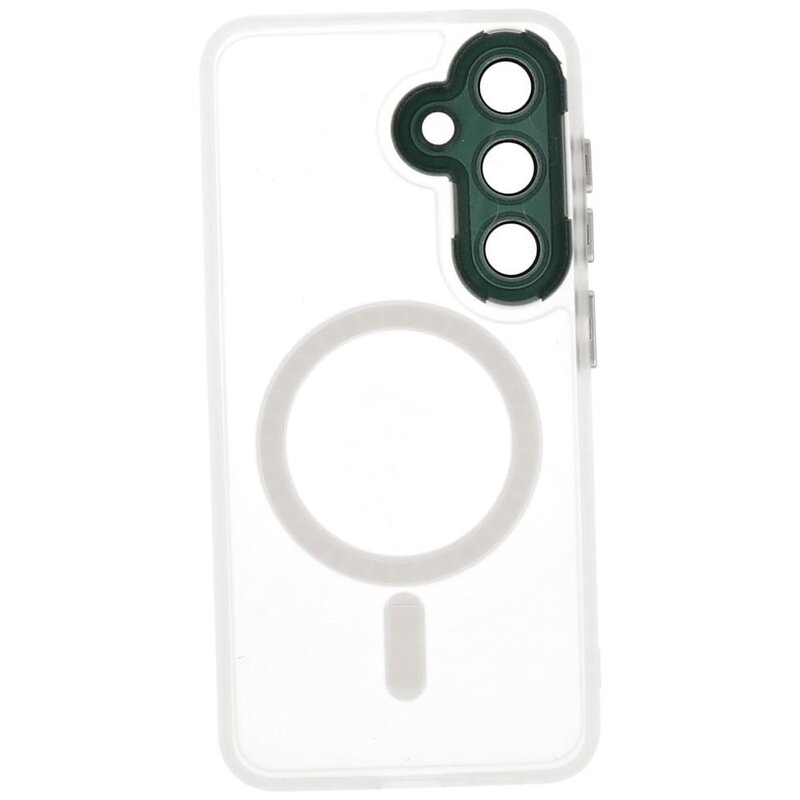 Coque MagSafe transparente mate avec protection pour appareil photo pour Samsung Galaxy S26 Plus blanche