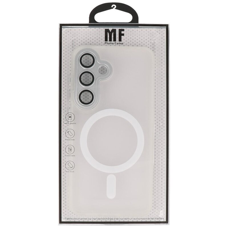Coque MagSafe transparente mate avec protection pour appareil photo pour Samsung Galaxy S26 Plus blanche