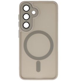 Coque MagSafe transparente mate avec protection pour appareil photo pour Samsung Galaxy S26 Plus Gris