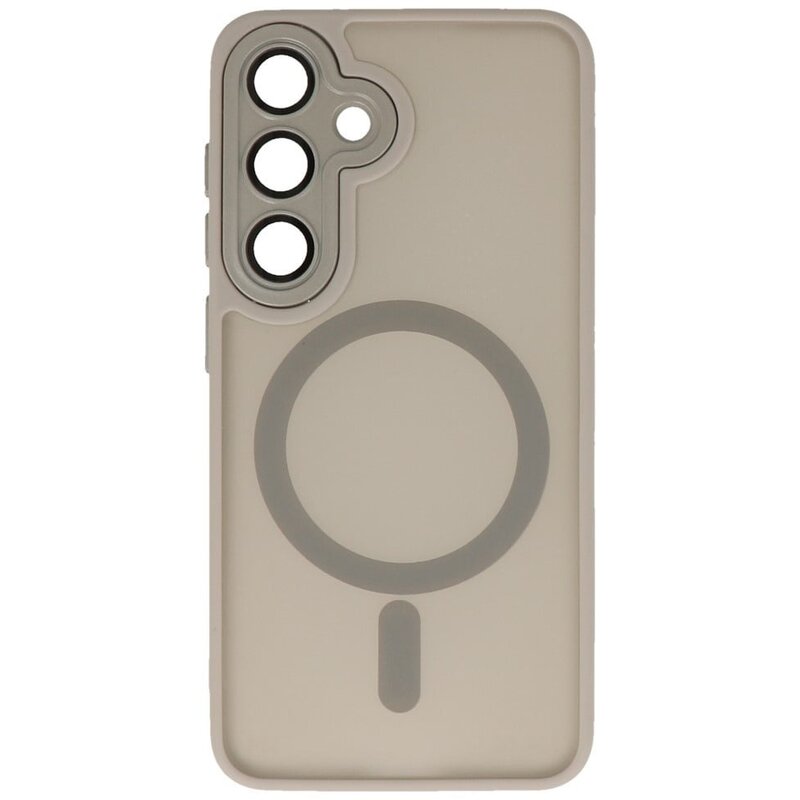 Funda MagSafe transparente mate con protector de cámara para Samsung Galaxy S26 Plus (gris)
