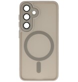 Funda MagSafe transparente mate con protector de cámara para Samsung Galaxy S26 Ultra (gris)