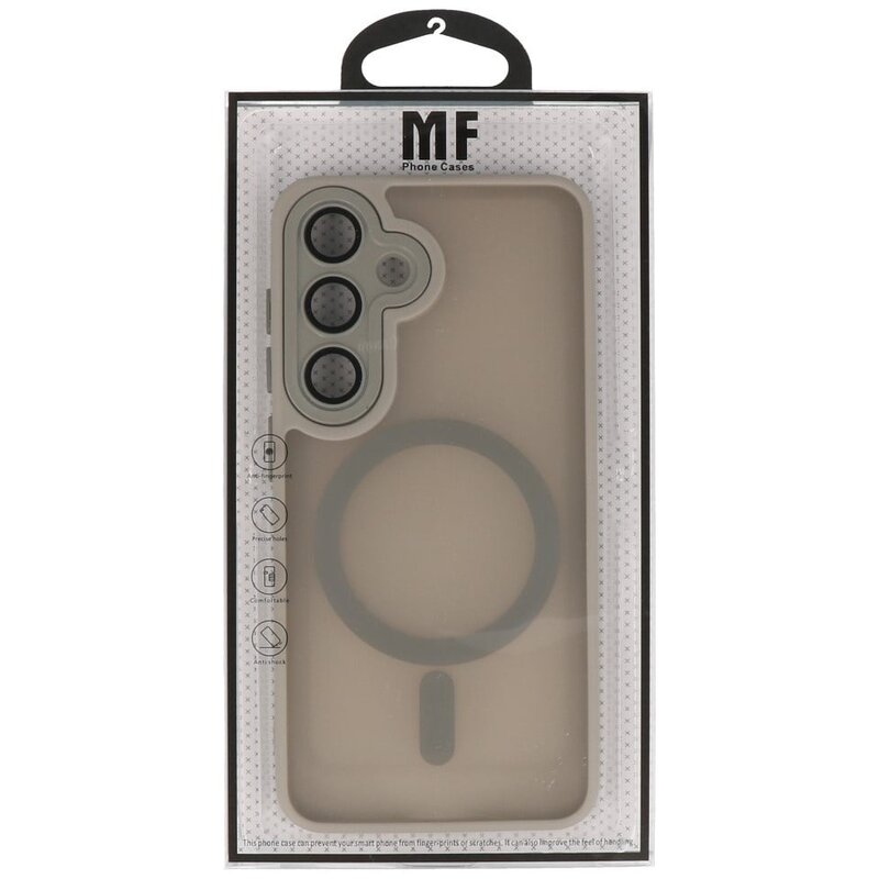 Custodia opaca trasparente con protezione per fotocamera MagSafe per Samsung Galaxy S26 Ultra, colore grigio.