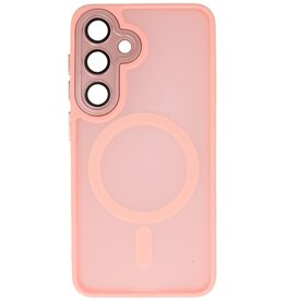 Coque MagSafe transparente mate avec protection pour appareil photo pour Samsung Galaxy S26 Ultra rose