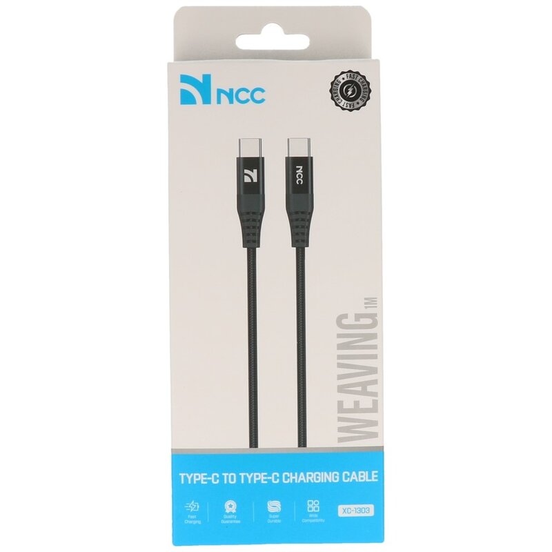 NCC Gevlochten + Aluminiumlegering C to C Kabel 1M Zwart