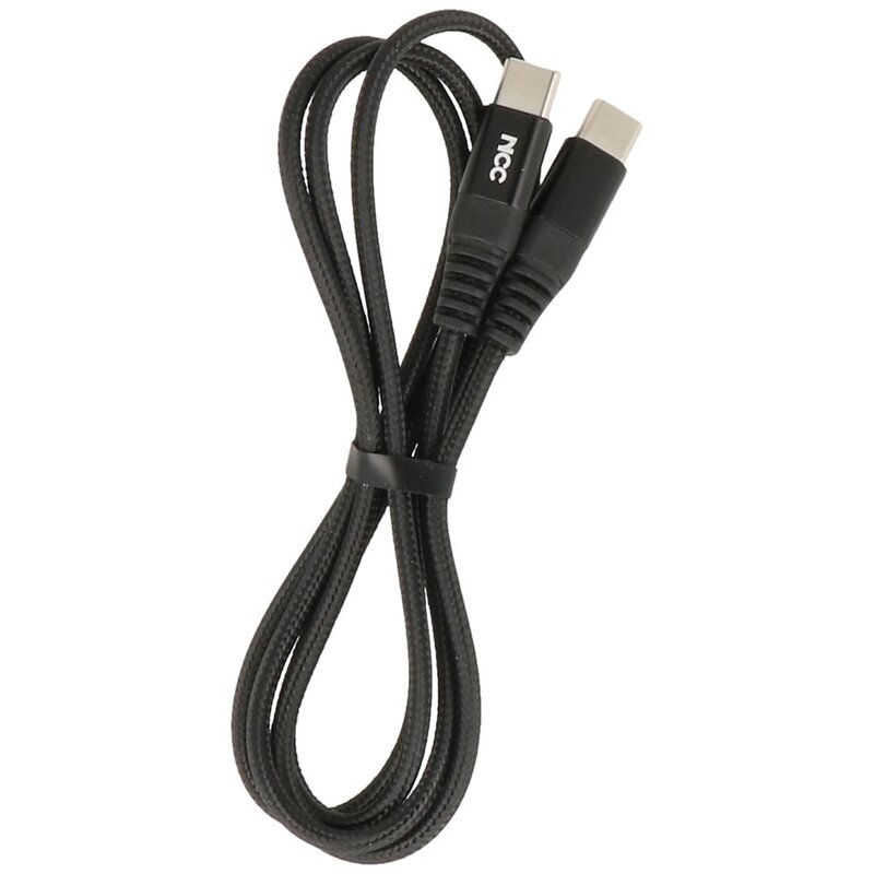 NCC Gevlochten + Aluminiumlegering C to C Kabel 1M Zwart