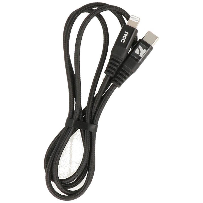 NCC Gevlochten + Aluminiumlegering C to L Kabel 1M Zwart