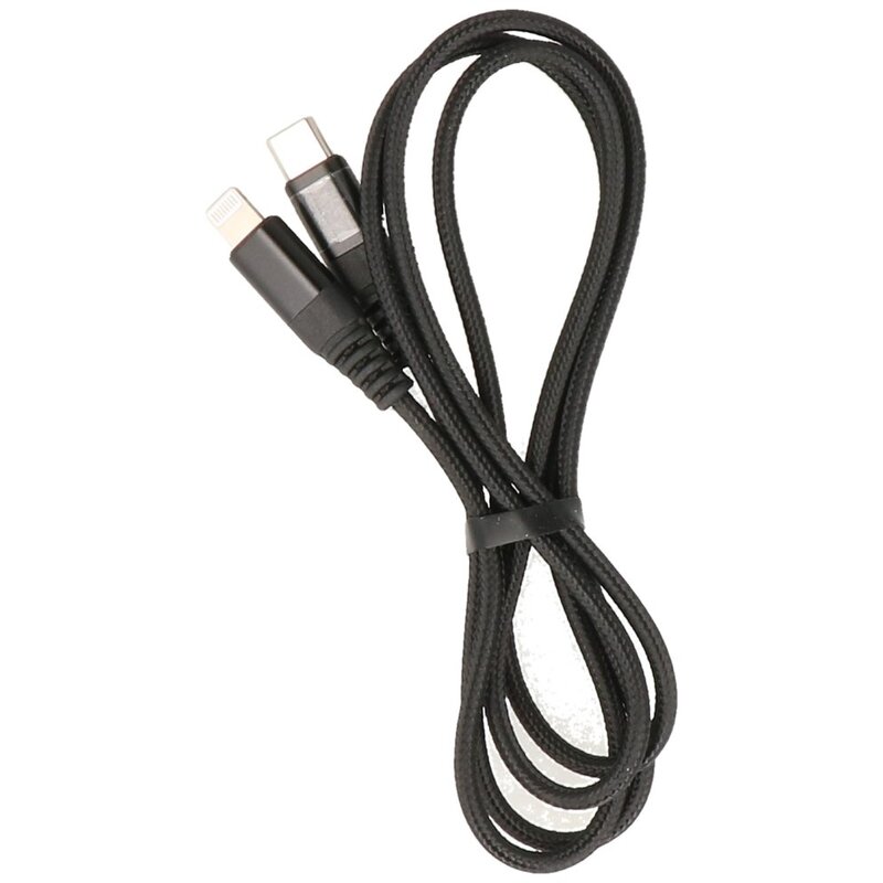 NCC Gevlochten + Aluminiumlegering C to L Kabel 1M Zwart