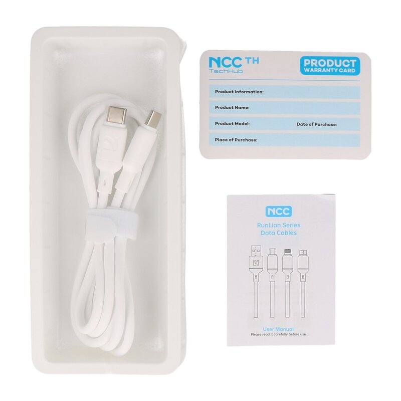 NCC Silikone Type C til C Kabel 1,2 M 65W - Hvid