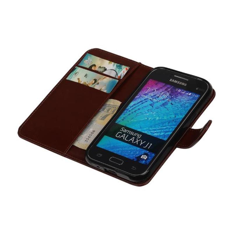 TPU Bookstyle Hoes voor Galaxy J1 J100F Bruin