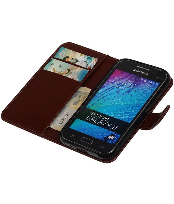 TPU Bookstyle Case for Galaxy J1 J100F Brown