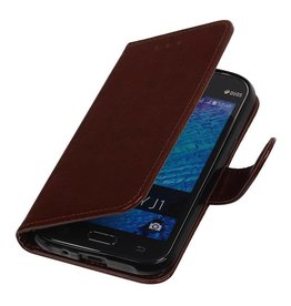 TPU Book Style Taske til Galaxy J1 J100F Brown