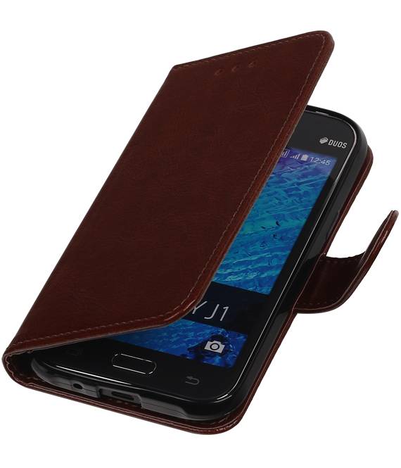 TPU Bookstyle Case for Galaxy J1 J100F Brown