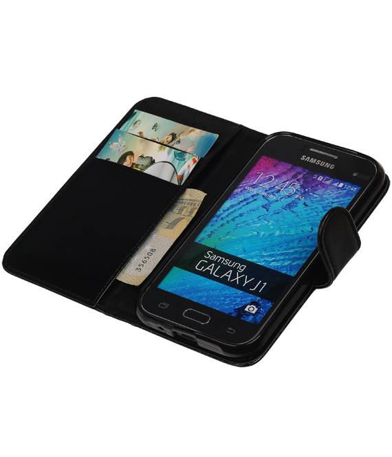 TPU Book Style Taske til Galaxy J1 J100F Sort