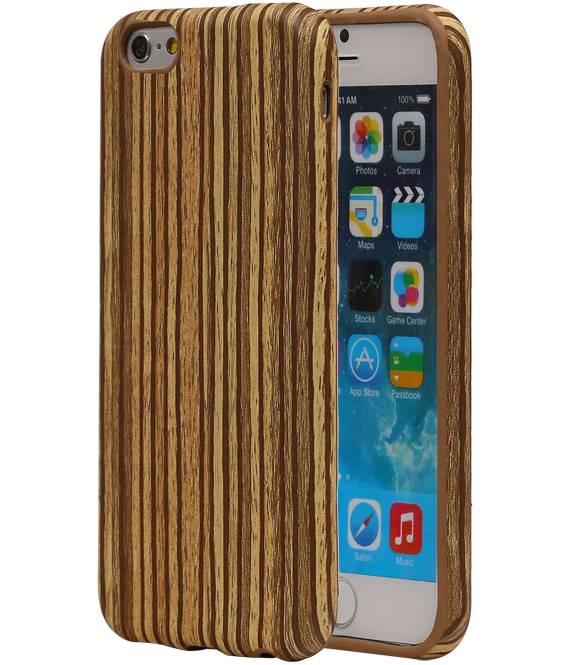 Vertical Stripes Wood Look TPU Cover for iPhone 6 / s Beige