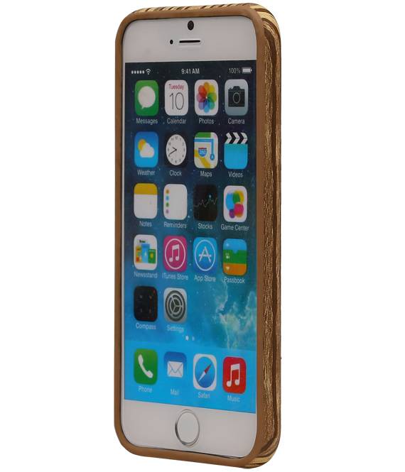 Vertical Stripes Wood Look TPU Cover for iPhone 6 / s Beige