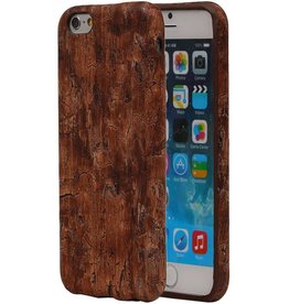 Mira Diseño de madera del caso de TPU para el iPhone 6 / s Brown caliente