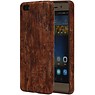 Wood Look Design TPU Cover for Huawei P8 Leaves Warm Brown