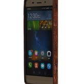 Wood Look Design TPU Cover for Huawei P8 Leaves Warm Brown