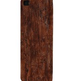 Wood Look Design TPU Cover for Huawei P8 Leaves Warm Brown