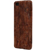 Wood Look Design TPU Cover for Huawei P8 Leaves Warm Brown