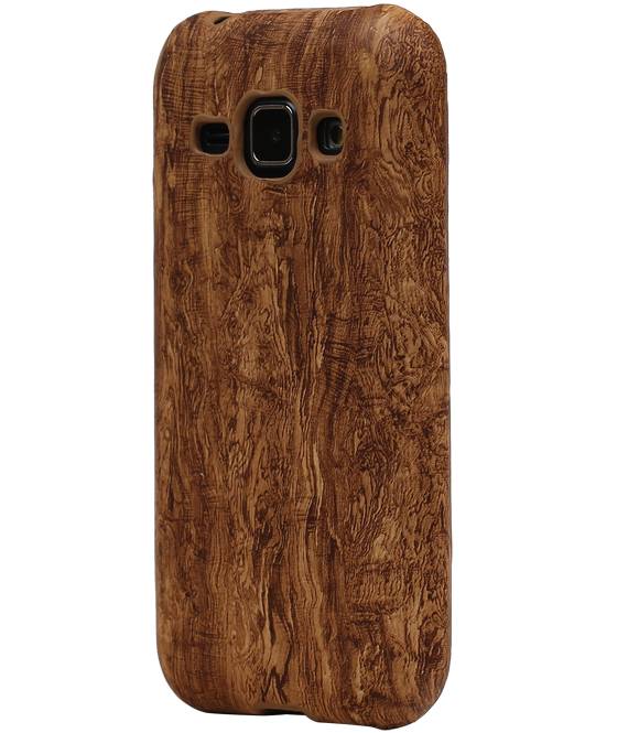 Mira Diseño de madera del caso de TPU para el Galaxy S6 G920F Brown