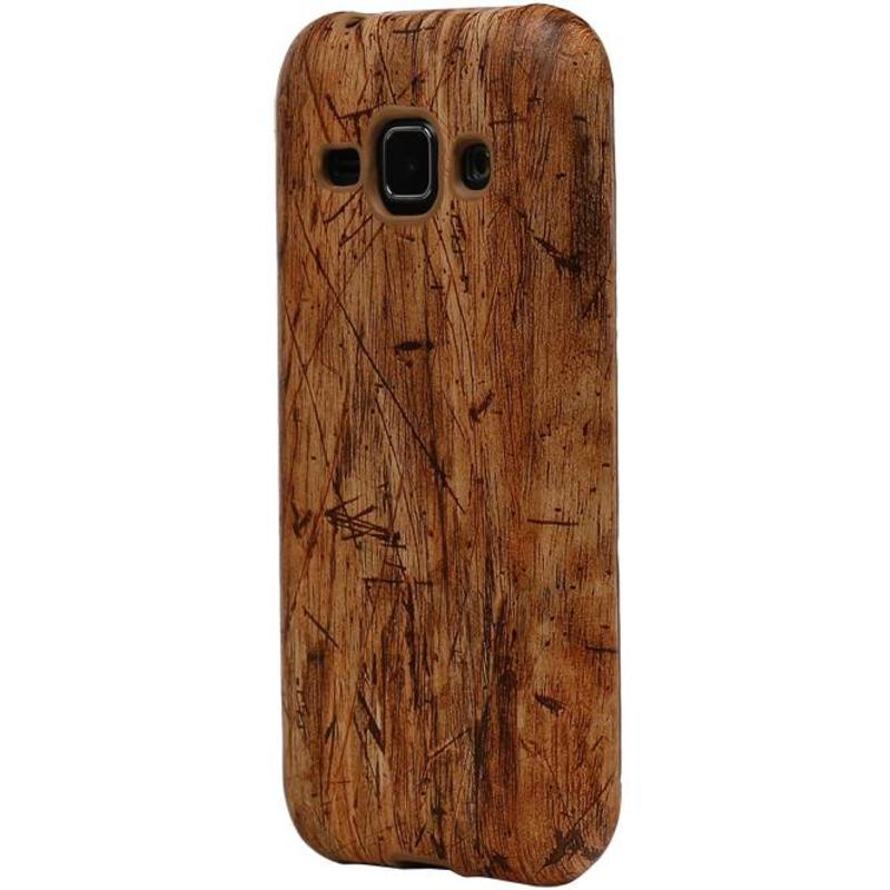 Wood Look Design TPU Cover for Galaxy S6 G920F Light Brown