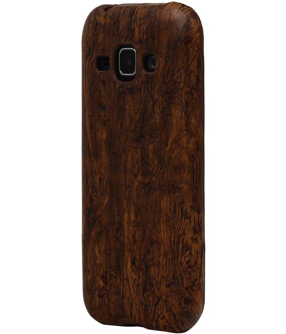 Wood Look Design TPU Cover for Galaxy S6 G920F Dark Brown