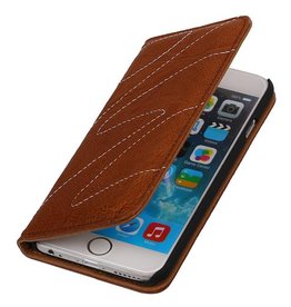 Lavé cas de dossier en cuir pour iPhone 6 Brown