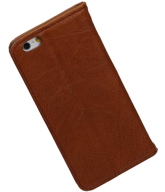 Lavé cas de dossier en cuir pour iPhone 6 Brown