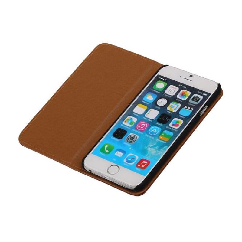 Lavé cas de dossier en cuir pour iPhone 6 Brown