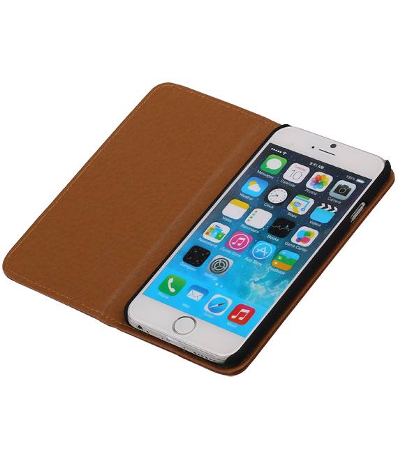 Lavé cas de dossier en cuir pour iPhone 6 Brown