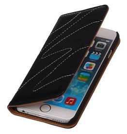 Gewaschene Ledermappe Kasten für iPhone 6 Schwarz