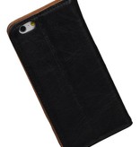 Lavado Funda carpeta de cuero para el iPhone 6 Negro