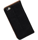 Washed Leer Map Hoes voor iPhone 6 Zwart