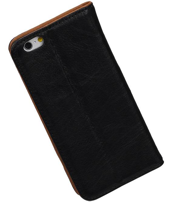 Lavé cas de dossier en cuir pour iPhone 6 Noir
