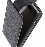 El caso del tirón de cocodrilo clásico para i9190 Galaxy S4 Mini Negro