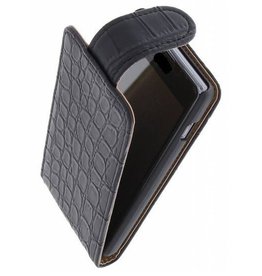 Croco Classic Flip Hoes voor Galaxy S4 mini i9190 Zwart