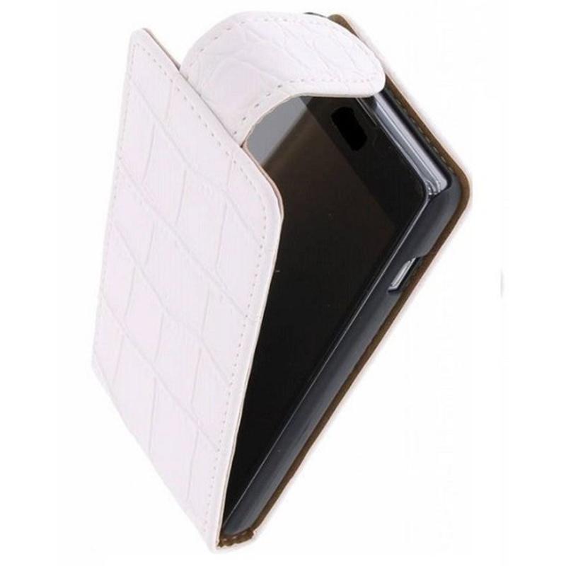 Klassisk krokodille Flip Taske til Galaxy S4 mini i9190 Hvid