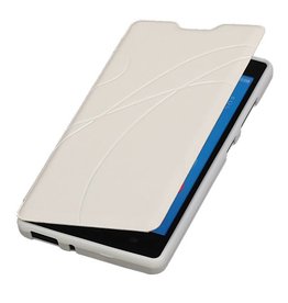 Caso Tipo EasyBook para Huawei Ascend G610 Blanca