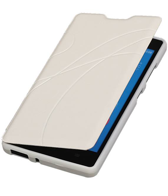 Caso Tipo EasyBook para Huawei Ascend G610 Blanca