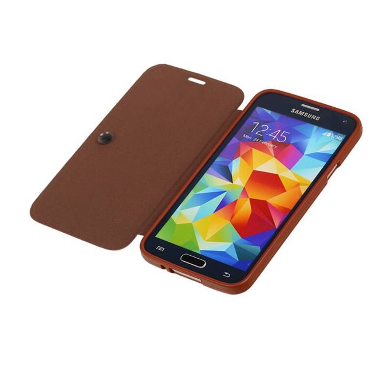 Caso Tipo EasyBook per Galaxy mini S5 G800F marrone