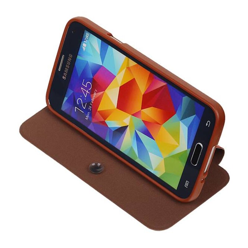 EasyBook type de cas pour Galaxy Mini S5 G800F marron